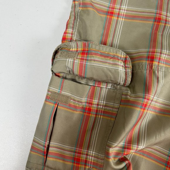 Cabelas Womens Plaid Cargo Shorts Size 14 Brown Red Polyester Fish Golf Hiking - Picture 9 of 15